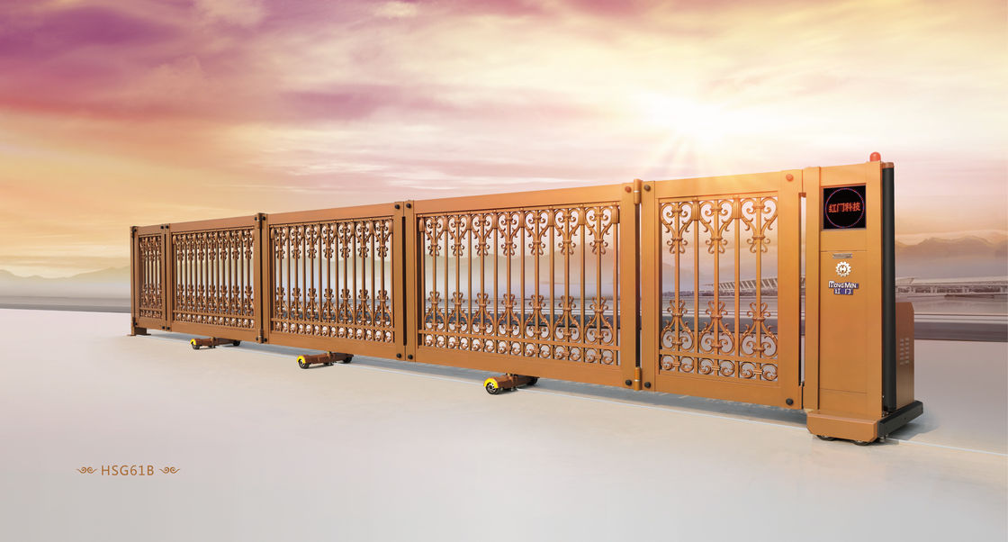 Trackless Aluminium Alloy Telescopic Sliding Gate With EMO Button