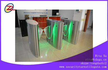 Stainless Steel Flap Barrier gate LED light access controler , RFID card